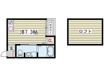 スムーノ垂水山手(ワンルーム/2階)の間取り写真