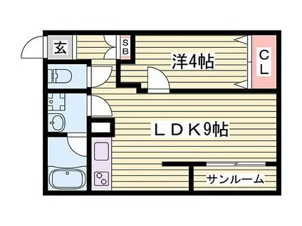 ジョイフル福田(1LDK/3階)の間取り写真