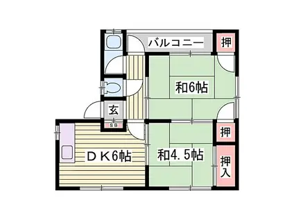 大塚マンション(2DK/4階)の間取り写真