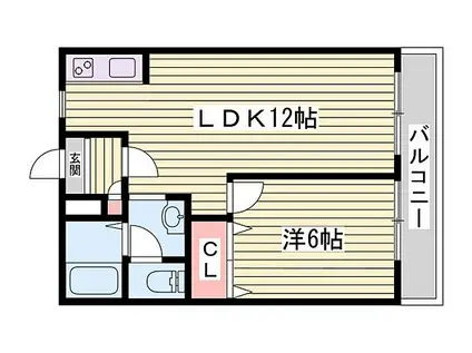 YKハイツ高丸(1LDK/2階)の間取り写真