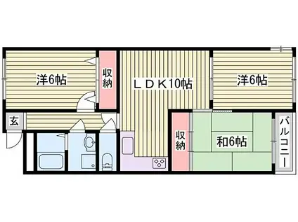 ロイヤルハイツ本多聞(3LDK/1階)の間取り写真