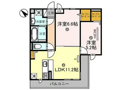 D-ROOM 五反田(2LDK/3階)の間取り写真