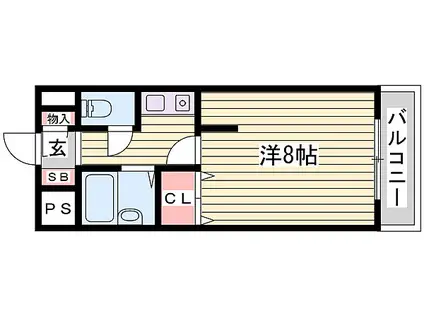 エスポワール大津和(1K/1階)の間取り写真