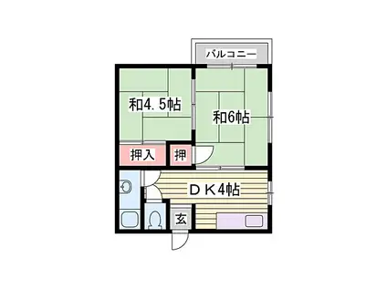 高倉文化(2DK/1階)の間取り写真