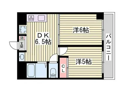 パセイオ・サンコー(2DK/6階)の間取り写真