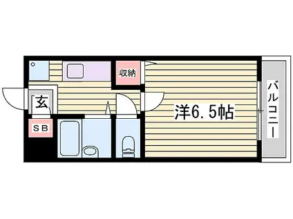 サンスイート神戸(1K/2階)の間取り写真