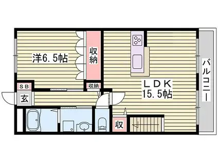 マウントック・レオ(1LDK/2階)の間取り写真