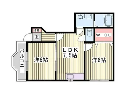 ルマージュ神戸3番館(2LDK/1階)の間取り写真