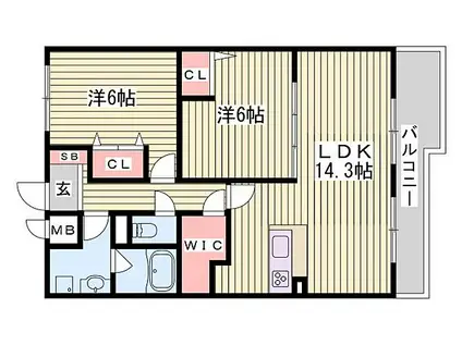 サンヴィラ24(2LDK/3階)の間取り写真