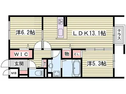 JR山陽本線 大久保駅(兵庫) 徒歩15分 3階建 築4年(2LDK/2階)の間取り写真