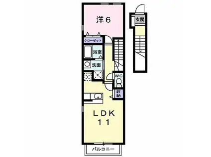 メゾンアンソレイエI(1LDK/2階)の間取り写真