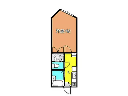 JR山口線 宮野駅 徒歩5分 2階建 築36年(1K/2階)の間取り写真