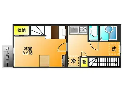 JR久大本線 御井駅 徒歩26分 2階建 築22年(1K/2階)の間取り写真