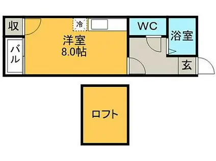 OCTO HOUSE(ワンルーム/2階)の間取り写真