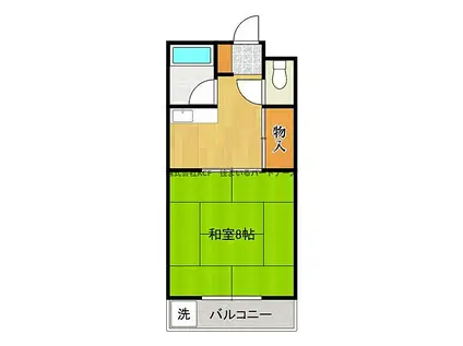 JR鹿児島本線 久留米駅 徒歩9分 4階建 築43年(1K/3階)の間取り写真