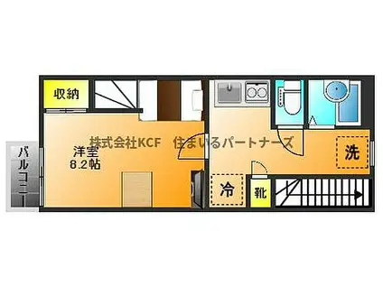 JR久大本線 御井駅 徒歩26分 2階建 築22年(1K/2階)の間取り写真