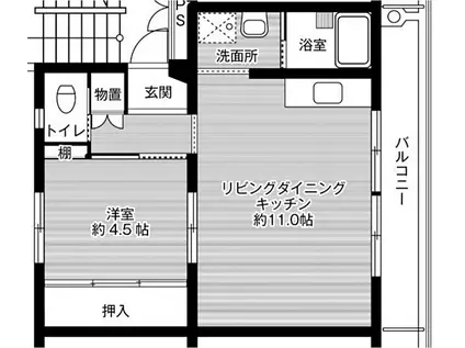 ビレッジハウス伊万里 4号棟(1LDK/5階)の間取り写真