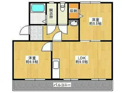 コンチェルト東合川II(2LDK/5階)の間取り写真