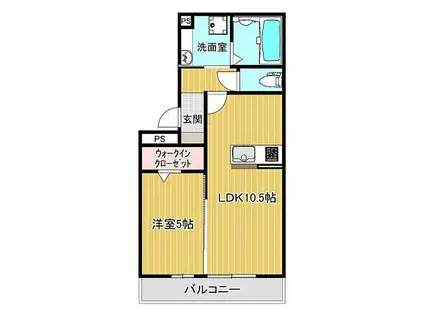 JR鹿児島本線 羽犬塚駅 徒歩72分 3階建 築4年(1LDK/1階)の間取り写真