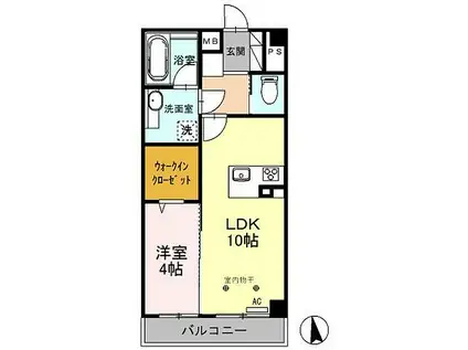エレクトハイツ東鶴賀(1LDK/2階)の間取り写真