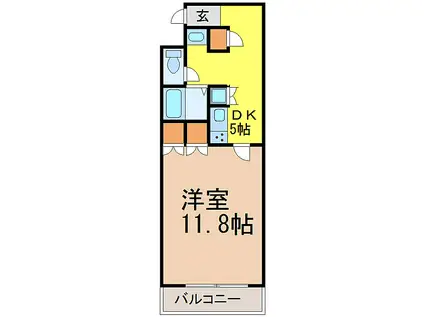 名古屋市営桜通線 御器所駅 徒歩1分 7階建 築24年(1DK/5階)の間取り写真