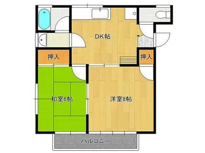 福寿園ハイツ III(2DK/2階)の間取り写真