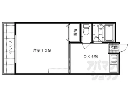 京福電気鉄道嵐山本線 車折神社駅 徒歩2分 5階建 築32年(1DK/2階)の間取り写真