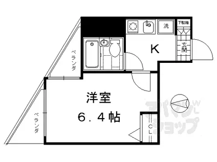 JR東海道・山陽本線 京都駅 徒歩3分 11階建 築28年(1K/4階)の間取り写真