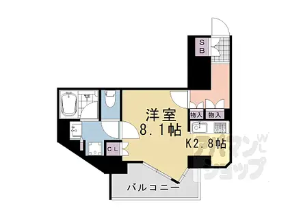 リーガル京都堀川五条通II(1K/1階)の間取り写真