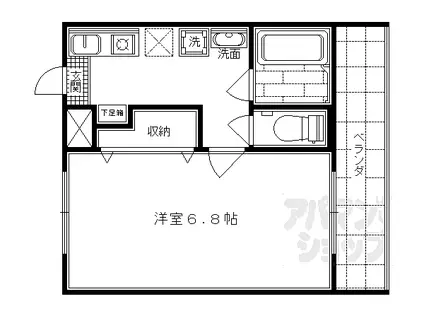 JR山陰本線 嵯峨嵐山駅 徒歩5分 3階建 築34年(1K/2階)の間取り写真