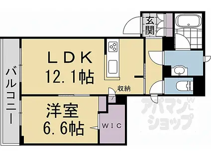  シャーメゾン西七条(1LDK/3階)の間取り写真
