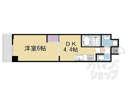 アクアプレイス京都三条朱雀(1DK/3階)の間取り写真