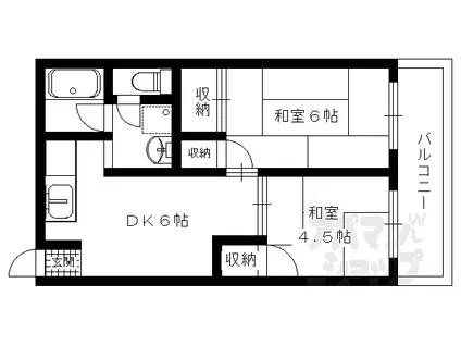 叡山電鉄叡山本線 茶山・京都芸術大学駅 徒歩1分 5階建 築51年(2DK/3階)の間取り写真