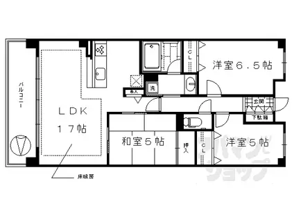 パデシオン京都七条ミッドパーク(3LDK/2階)の間取り写真