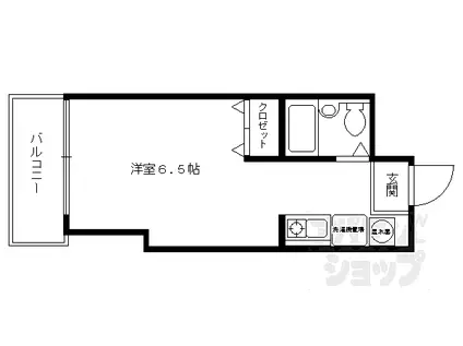 京都市営烏丸線 五条駅(京都市営) 徒歩1分 11階建 築28年(1K/6階)の間取り写真