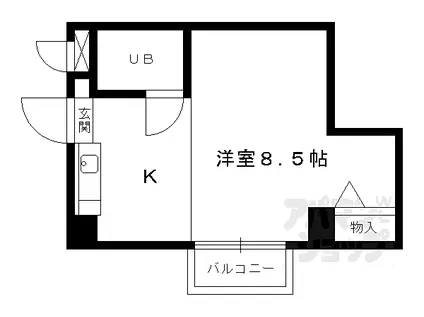 京阪本線 清水五条駅 徒歩12分 4階建 築37年(1K/3階)の間取り写真