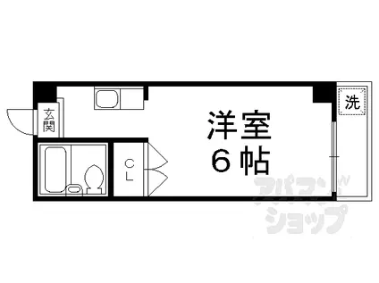京都市営烏丸線 松ケ崎駅(京都) 徒歩6分 4階建 築43年(1K/3階)の間取り写真