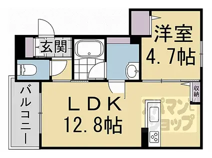 リガールメゾン 円町(1LDK/3階)の間取り写真