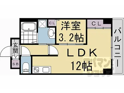 A-MON金閣寺NEKI(1LDK/4階)の間取り写真
