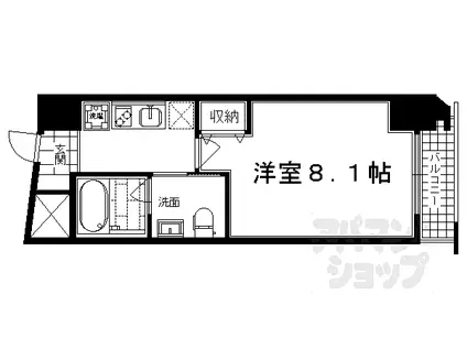 クリスタルグランツ京都高辻(1K/8階)の間取り写真