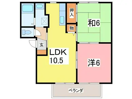 メゾンT&T(2LDK/2階)の間取り写真