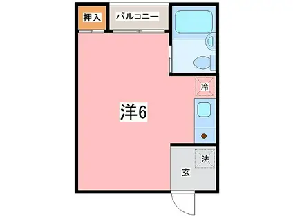 岩上ハイツ(ワンルーム/2階)の間取り写真