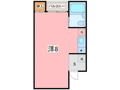 岩上ハイツ(ワンルーム/2階)の間取り写真