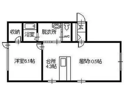 JR石北本線 南永山駅 徒歩37分 2階建 築15年(1LDK/2階)の間取り写真