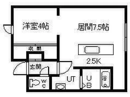 JR富良野線 西御料駅 徒歩11分 2階建 築22年(1LDK/1階)の間取り写真