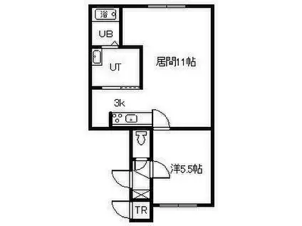 BRAN NEW(1LDK/1階)の間取り写真