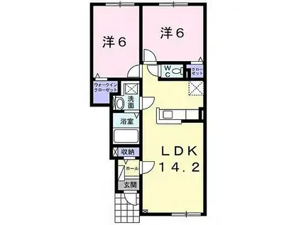 グランデュオ タカス(2LDK/1階)の間取り写真