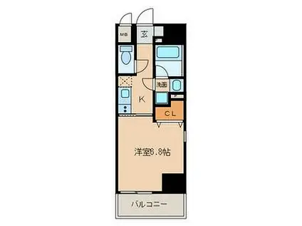 名古屋市営名城線 黒川駅(愛知) 徒歩3分 10階建 築7年(1K/2階)の間取り写真