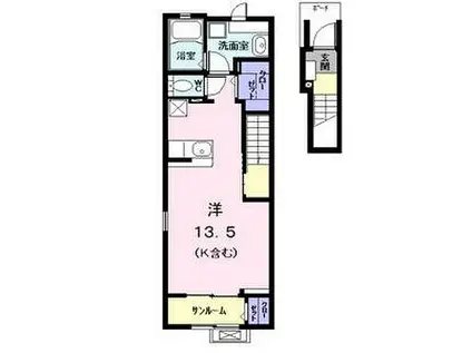 名古屋市営東山線 八田駅(名古屋市営) 徒歩15分 2階建 築1年(ワンルーム/2階)の間取り写真