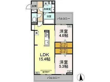名古屋市営東山線 中村日赤駅 徒歩6分 3階建 新築(2LDK/2階)の間取り写真